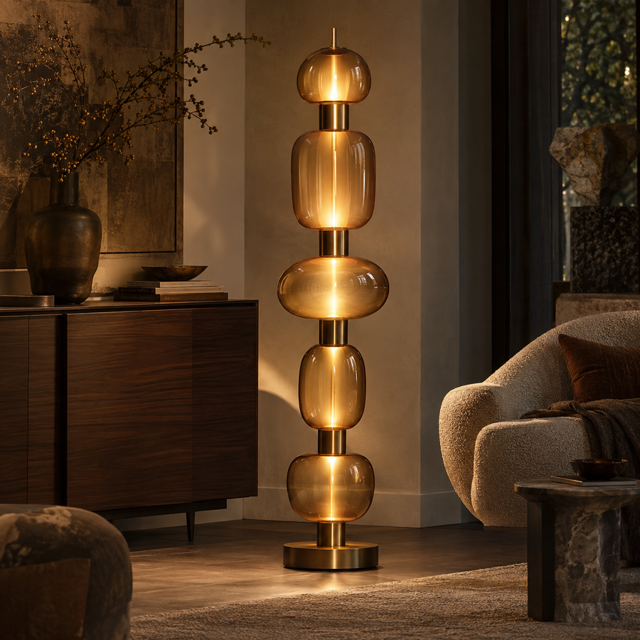 FEDHILORA™ Vela Amber Totem Floor Lamp