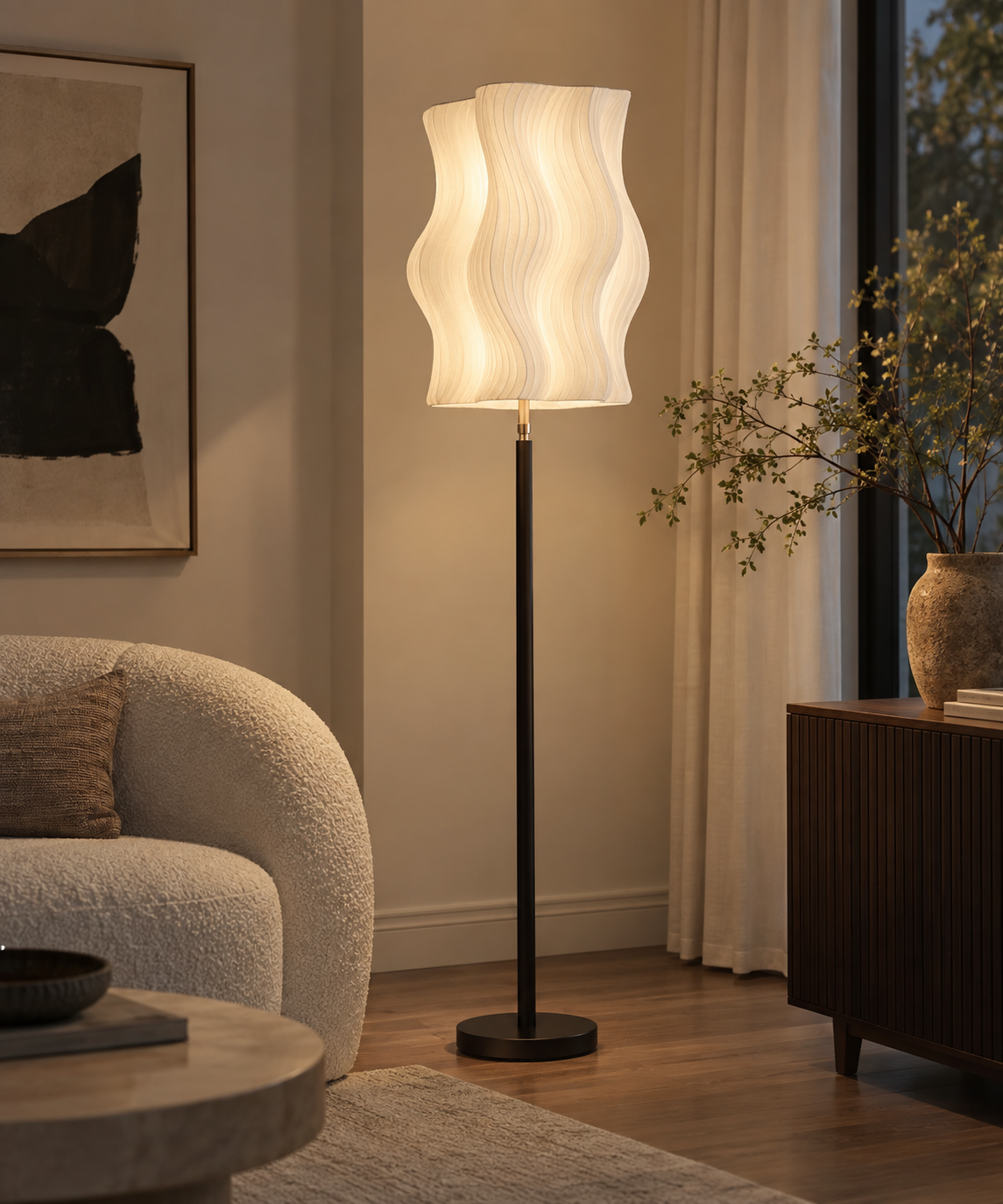 FEDHILORA™ Noma Walnut Tripod Floor Lamp